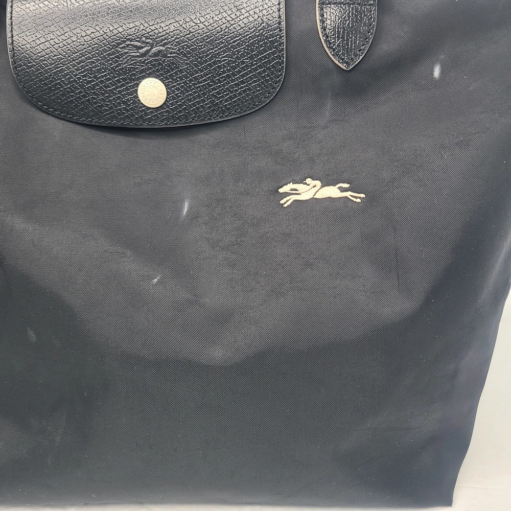 LONGCHAMP LE PLIAGE Tote Travel Shoulder Bag Nylon Embroided Handbag Black Large - Picture 2 of 11
